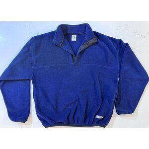 Vintage Russell Athletic Pullover USA Mens XL Blue Snap Button Fleece Sweater